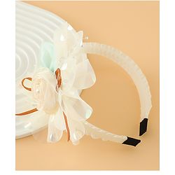 Babyhug Free Size Hair Bands With Floral Applique -Beige