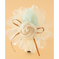 Babyhug Free Size Hair Bands With Floral Applique -Beige