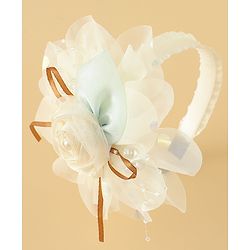 Babyhug Free Size Hair Bands With Floral Applique -Beige