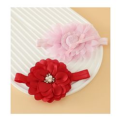 Babyhug Headbands With Floral Applique Pack of 2 Free Size - Maroon , Purple