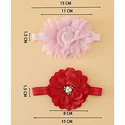 Babyhug Headbands With Floral Applique Pack of 2 Free Size - Maroon , Purple