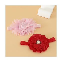 Babyhug Headbands With Floral Applique Pack of 2 Free Size - Maroon , Purple
