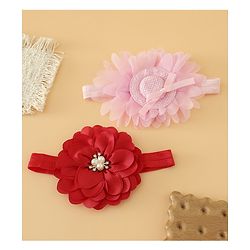 Babyhug Headbands With Floral Applique Pack of 2 Free Size - Maroon , Purple