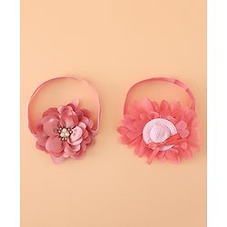 Babyhug Headbands With Floral Applique Pack of 2 Free Size - Maroon , Purple