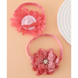 Babyhug Headbands With Floral Applique Pack of 2 Free Size - Maroon , Purple