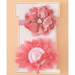 Babyhug Headbands With Floral Applique Pack of 2 Free Size - Maroon , Purple
