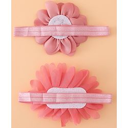 Babyhug Headbands With Floral Applique Pack of 2 Free Size - Maroon , Purple