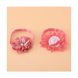 Babyhug Headbands With Floral Applique Pack of 2 Free Size - Maroon , Purple