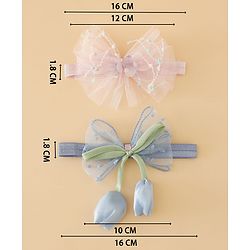 Babyhug Free Size Organza Tulip Bow Headbands with Sheer Layered Net Fabric Pack of 2 - Lavender & Pink