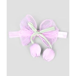 Babyhug Free Size Organza Tulip Bow Headbands with Sheer Layered Net Fabric Pack of 2 - Lavender & Pink