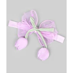 Babyhug Free Size Organza Tulip Bow Headbands with Sheer Layered Net Fabric Pack of 2 - Lavender & Pink