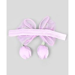 Babyhug Free Size Organza Tulip Bow Headbands with Sheer Layered Net Fabric Pack of 2 - Lavender & Pink