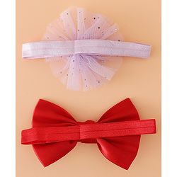 Babyhug Headbands With Floral Bow & Pearl Applique Pack of 2 Free Size-Blue/Pink