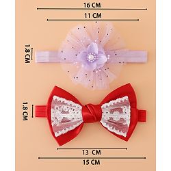 Babyhug Headbands With Floral Bow & Pearl Applique Pack of 2 Free Size-Blue/Pink