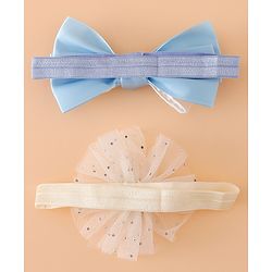 Babyhug Headbands With Floral Bow & Pearl Applique Pack of 2 Free Size-Blue/Pink