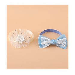 Babyhug Headbands With Floral Bow & Pearl Applique Pack of 2 Free Size-Blue/Pink