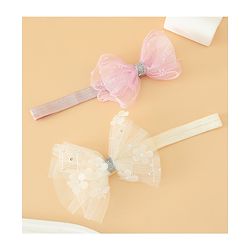 Babyhug Headband With Bow Applique Pack of 2 Free Size -Pink/Off White