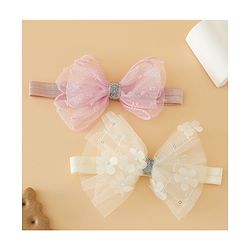 Babyhug Headband With Bow Applique Pack of 2 Free Size -Pink/Off White