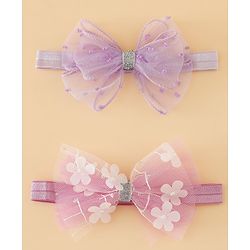 Babyhug Headband With Bow Applique Pack of 2 Free Size -Pink/Off White