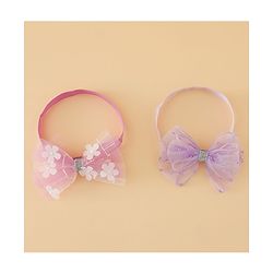 Babyhug Headband With Bow Applique Pack of 2 Free Size -Pink/Off White