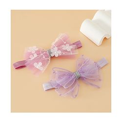 Babyhug Headband With Bow Applique Pack of 2 Free Size -Pink/Off White