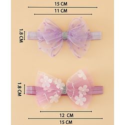 Babyhug Headband With Bow Applique Pack of 2 Free Size -Pink/Off White