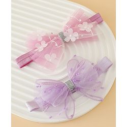 Babyhug Headband With Bow Applique Pack of 2 Free Size -Pink/Off White