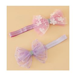 Babyhug Headband With Bow Applique Pack of 2 Free Size -Pink/Off White