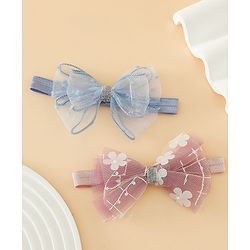 Babyhug Headband With Bow Applique Pack of 2 Free Size -Pink/Off White