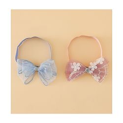 Babyhug Headband With Bow Applique Pack of 2 Free Size -Pink/Off White