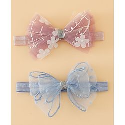 Babyhug Headband With Bow Applique Pack of 2 Free Size -Pink/Off White