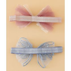 Babyhug Headband With Bow Applique Pack of 2 Free Size -Pink/Off White
