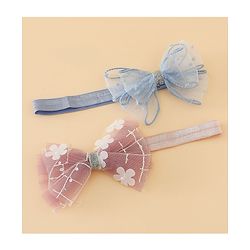 Babyhug Headband With Bow Applique Pack of 2 Free Size -Pink/Off White