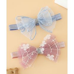 Babyhug Headband With Bow Applique Pack of 2 Free Size -Pink/Off White