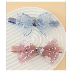 Babyhug Headband With Bow Applique Pack of 2 Free Size -Pink/Off White