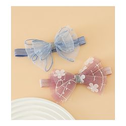 Babyhug Headband With Bow Applique Pack of 2 Free Size -Pink/Off White