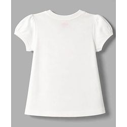 Babyhug Cotton Knit Half Sleeves T-Shirt & Capri Night Suit With Giraffe & Heart Print - White & Pink