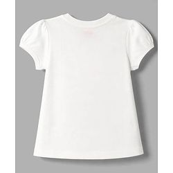 Babyhug Cotton Knit Half Sleeves T-Shirt & Capri Night Suit With Giraffe & Heart Print - White & Pink