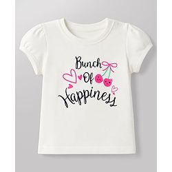 Babyhug 100% Cotton Knit Half Sleeves T-Shirt & Capri Night Suit with Heart & Text Print - White