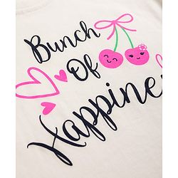 Babyhug 100% Cotton Knit Half Sleeves T-Shirt & Capri Night Suit with Heart & Text Print - White