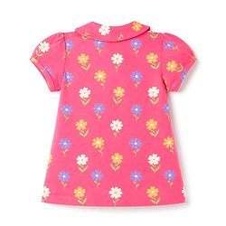Babyhug 100% Cotton Knit Half Sleeves Front Open Top & Pyjama Night Suit with Floral Print - Pink