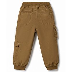 Babyhug Twill Woven Full Length Trousers with Text Patch & Cargo Pockets - Yellow