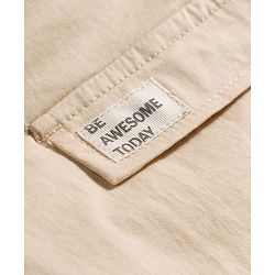Babyhug Twill Woven Full Length Trousers with Text Patch & Cargo Pockets - Beige