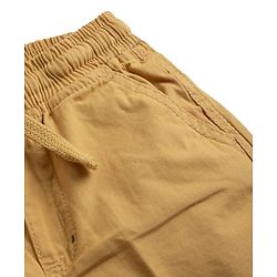 Babyhug Tussor 100% Cotton Woven Full Length Trousers with Patch & Pocket - Khaki