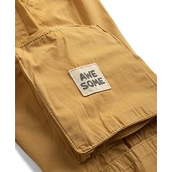 Babyhug Tussor 100% Cotton Woven Full Length Trousers with Patch & Pocket - Khaki