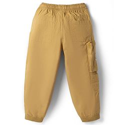Babyhug Tussor 100% Cotton Woven Full Length Trousers with Patch & Pocket - Khaki