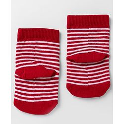 Cute Walk By Babyhug Non Terry Knit Anti Bacterial Ankle Length Striped Socks With Star & Polka Dot Design Pack of 3 - Red, Black & Yellow