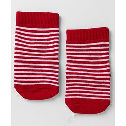 Cute Walk By Babyhug Non Terry Knit Anti Bacterial Ankle Length Striped Socks With Star & Polka Dot Design Pack of 3 - Red, Black & Yellow