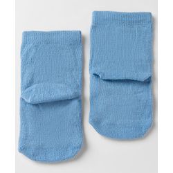 Cute Walk By Babyhug Non Terry Knit Anti Bacterial Ankle Length Striped Socks With Star & Astronaut Design Pack of 3 - Black, Sky Blue & Red