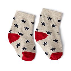 Cute Walk by Babyhug Non Terry Knit Anti-bacterial Ankle Length Striped Socks With Space Design Pack of 3 - Grey, Blue & Red